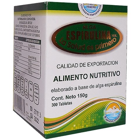 Alga espirulina 300 tabletas, Foto 1 Nutriseller