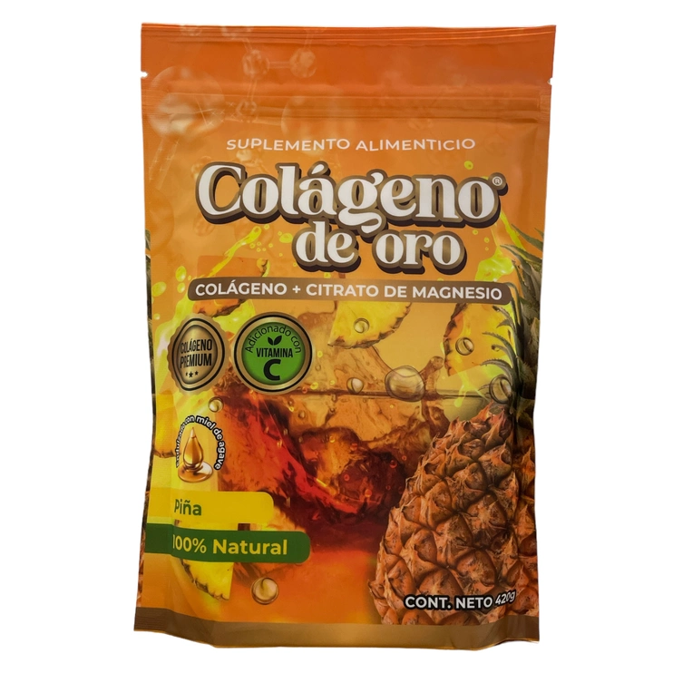 Colágeno de oro con citrato de magensio sabor piña 420g Colágeno de oro con citrato de magensio sabor piña 420g, Foto 1 Nutriseller