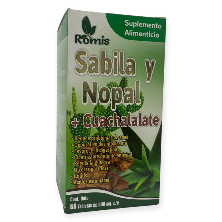 Sabila y nopal + cuachalalate 60 tabletas, Foto 1 Nutriseller